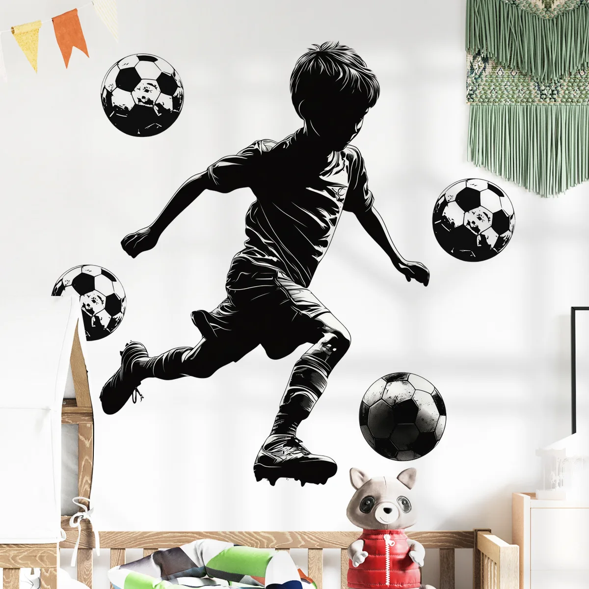 Football Boy Vinyl Child Wall Stickers For Kids Room Decor Wall Decor Adhesive Wallpaper Furniture Sticker Bedroom Accessories