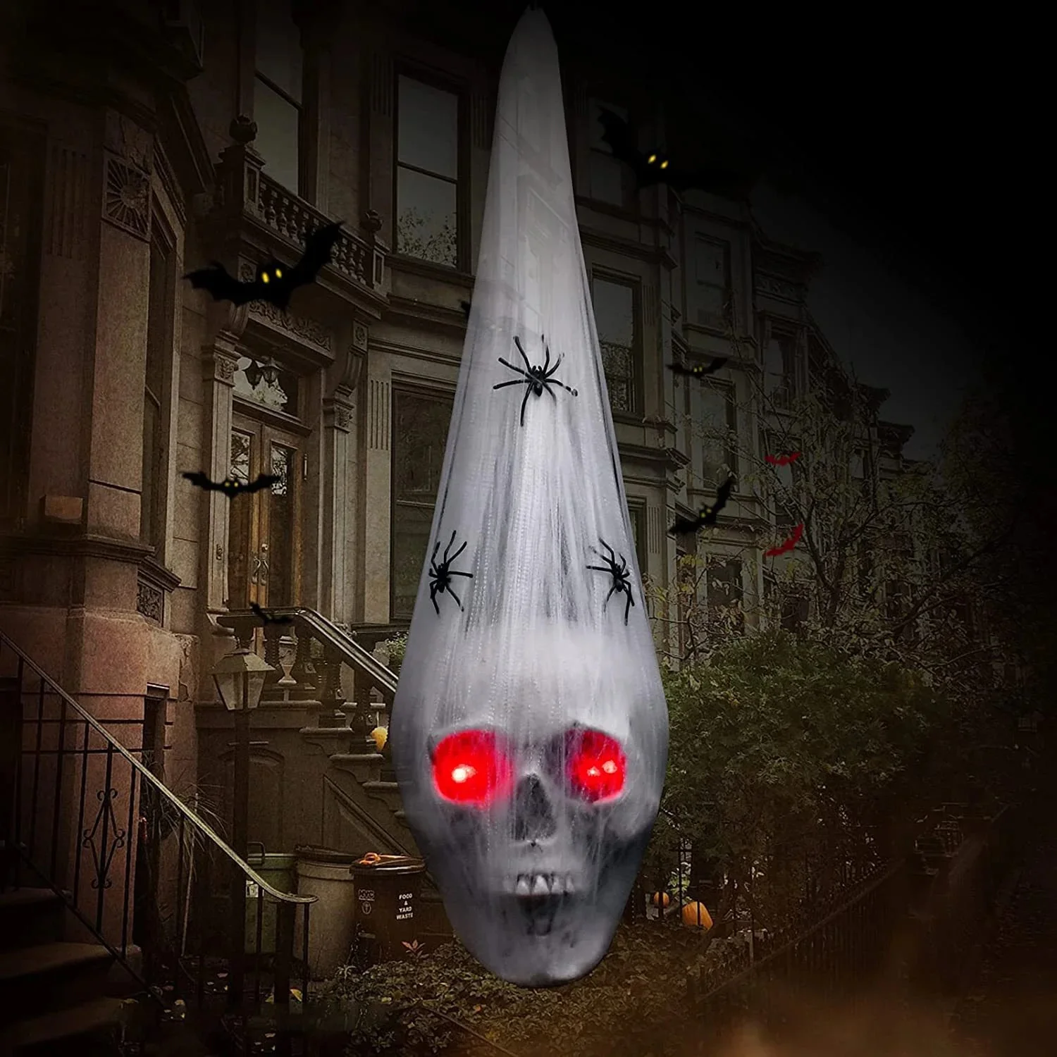 

Horror Skull Prop With Glowing Eyes, Sound-Activated Halloween Yard Decoration For Spooky Outdoor Atmosphere