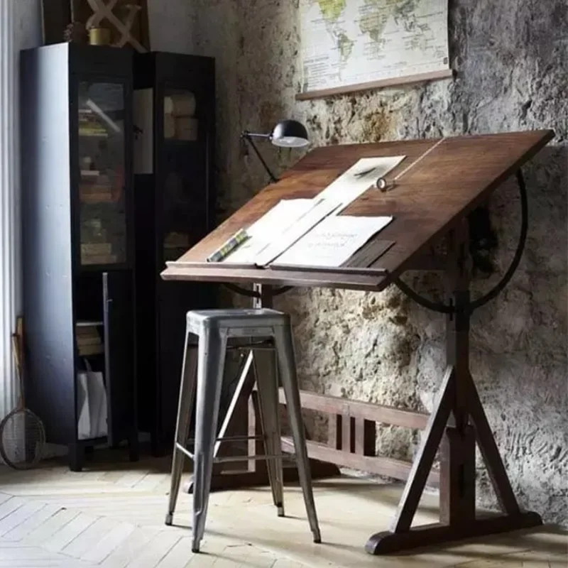 Fine art painting desk, design workbench, solid wood designer desk, drawing table, drawing table, easel studio