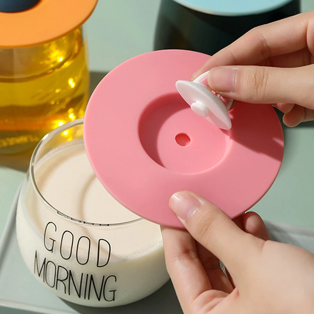 

3pcs Cat Ear Cup Lid Leakproof Cover Silicone Home Office Dustproof Reusable Food Grade Safe Beautiful Style Kitchen Bar