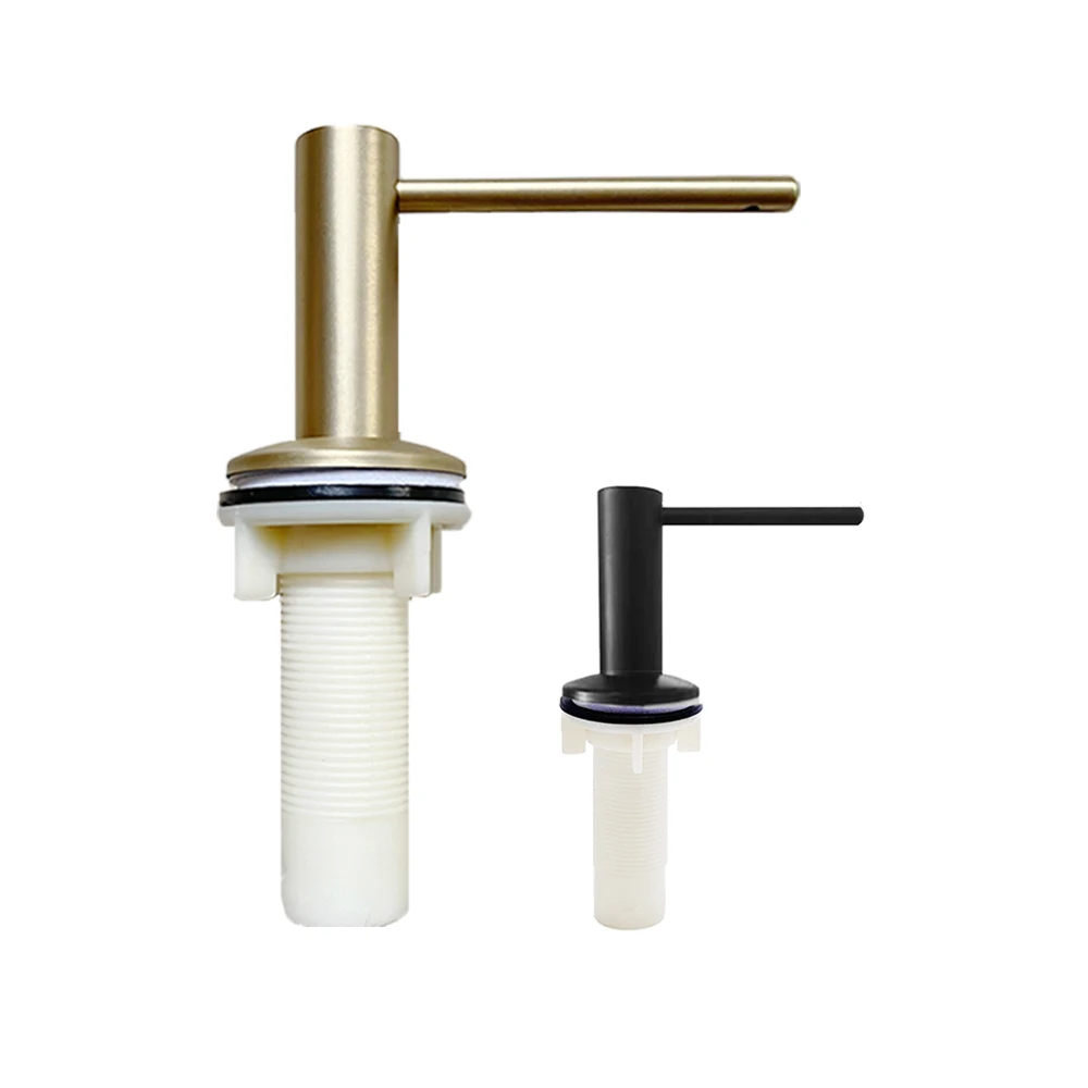 Kitchen Buit-in Pump Dispenser Liquid Detergent Modern Slim Brushed Gold Nickle Sink Soap Lotion Holder Press Dispensing Bottle