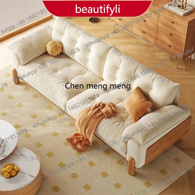 

M45 Design High Back Beige Sofas European Wood Armrest Modern Nordic Luxury Sofas Lounges Lazy Recliner Divano 2 Posti