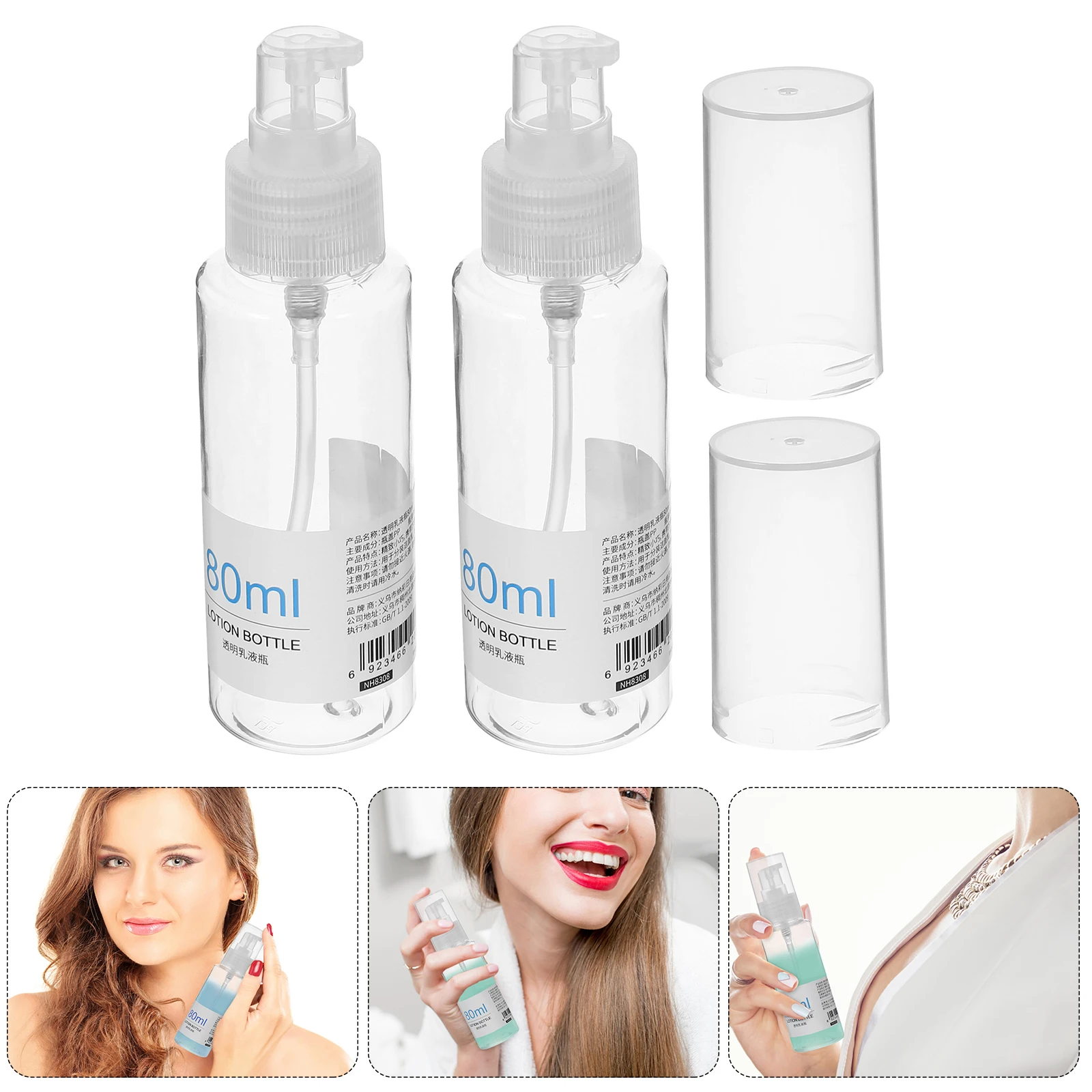 

2pcs Travel Empty Dispenser Bottles Pump Bottle Container 80Ml Pet Durable Compact For Skincare Toiletries Travel