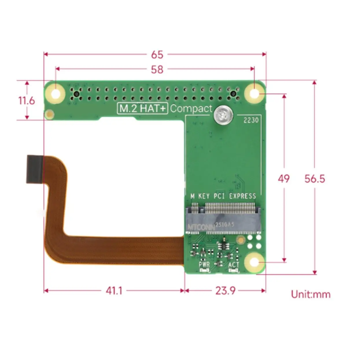 plplp For Raspberry Pi M.2 HAT+ Compact Kit PCle to M.2 Expansion Board for NVMe M.2 Hard Drives High-Speed Read Write
