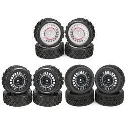 4Pcs Glued Rubber Tire Plastic Wheels Rim with 12mm Hex for RC Rally Racing Car TT-02 TT-01 XV-01 DF-03 TA06 PTG2 Upgrades Parts