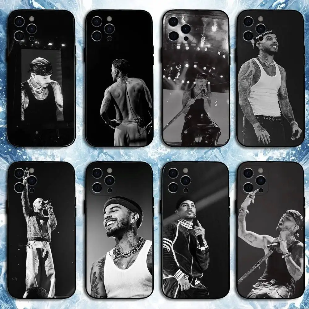 

R-Rauw Alejandro Singer Phone Case For iPhone 16,15,14,13,12,11 Plus,Pro Max, Soft Silicone Black Cover