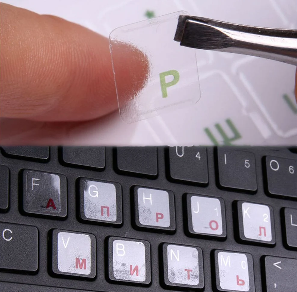 Russian Letters Transparent PVC Keyboard Stickers Waterproof Self-adhesive Multicolor Cover Sticker Keyboard Protector Stickers