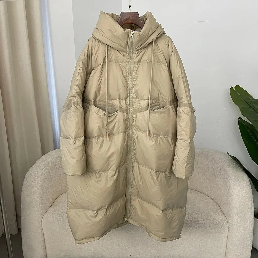 2024 Autumn/Winter Classic Thick Extra-long White Duck Down Warm Jacket Large Hooded Women\'s Down Jacket  Winter Coat Women