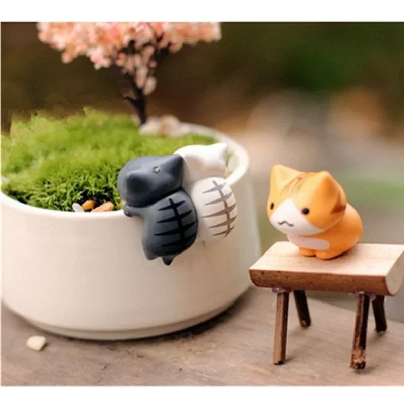 6 uds gato de la suerte de dibujos animados hogar jardín bonsái decoraciones Miniaturas regalo encantador Micro paisaje gatito miniatura artesanía Decoración