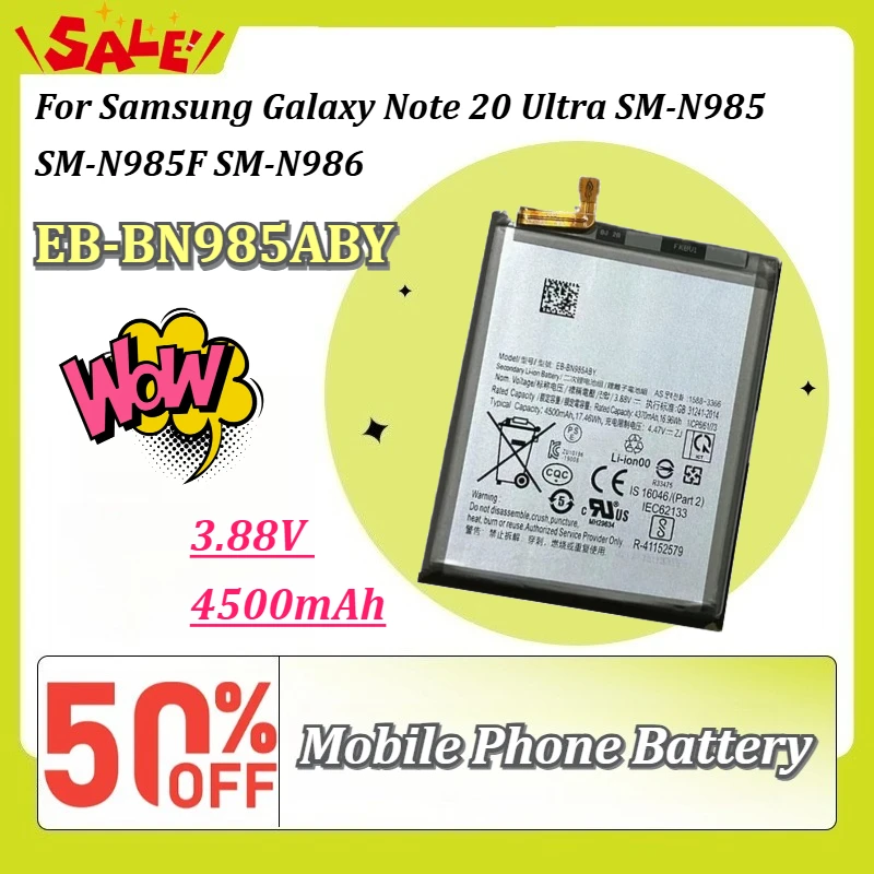 Zero Cycle EB-BN985ABY 3.88V 4500mAh Replacement Mobile Phone Battery for Samsung Galaxy Note 20 Ultra SM-N985 SM-N985F SM-N986