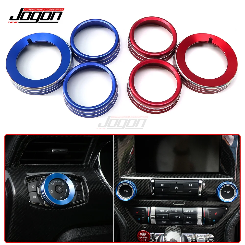 3PCS Air Condition Radio Knob Rings AC Control Switch Button Decorative Ring Cover For Ford Mustang Accessories Audio Trim