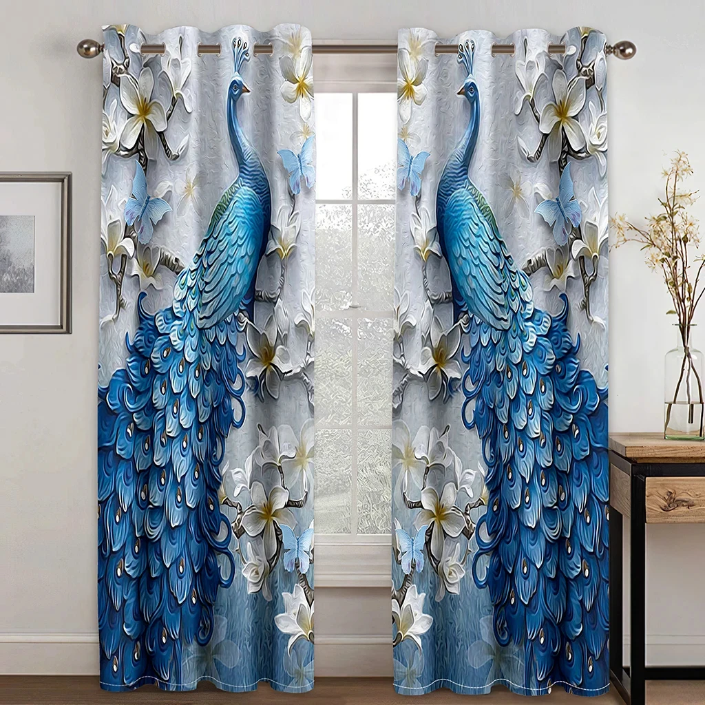 3D Digital Printing Custom Vintage Peacock With Flower Morden Luxury Bedroom Thick Window Curtains For Living Room 160x160cm