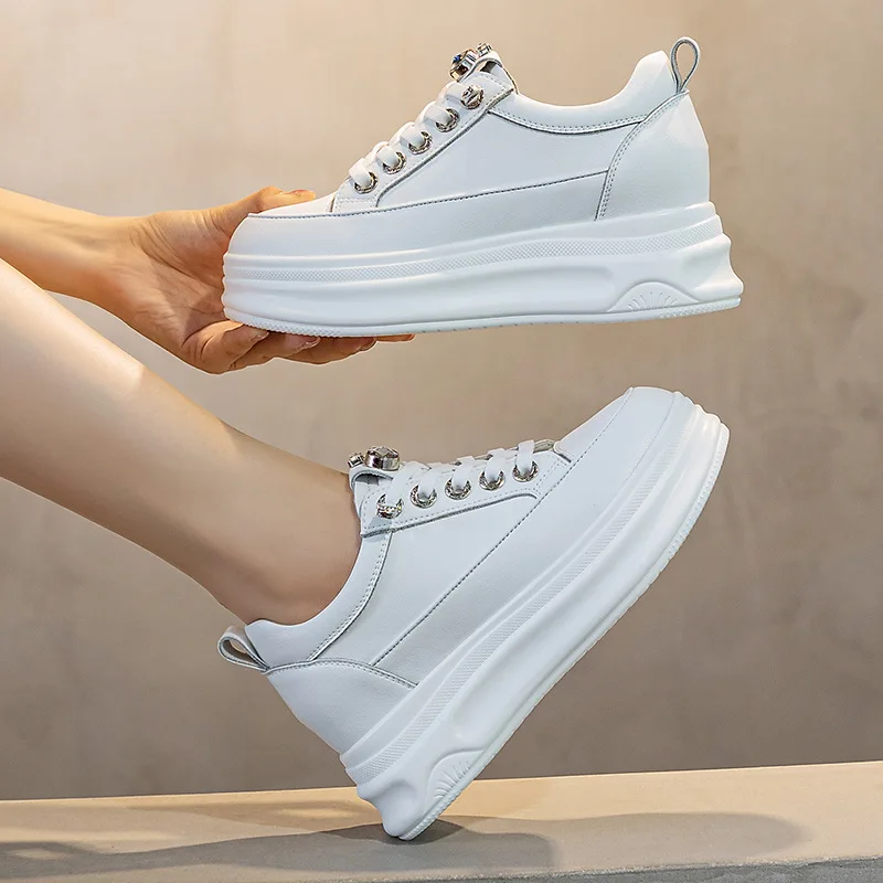 Fujin 6cm 2024 Cow Genuine Leather Platform Wedge Fashion Women Spring Vulcanize Comfy Autumn Chunky Sneakers Shoes Breathable