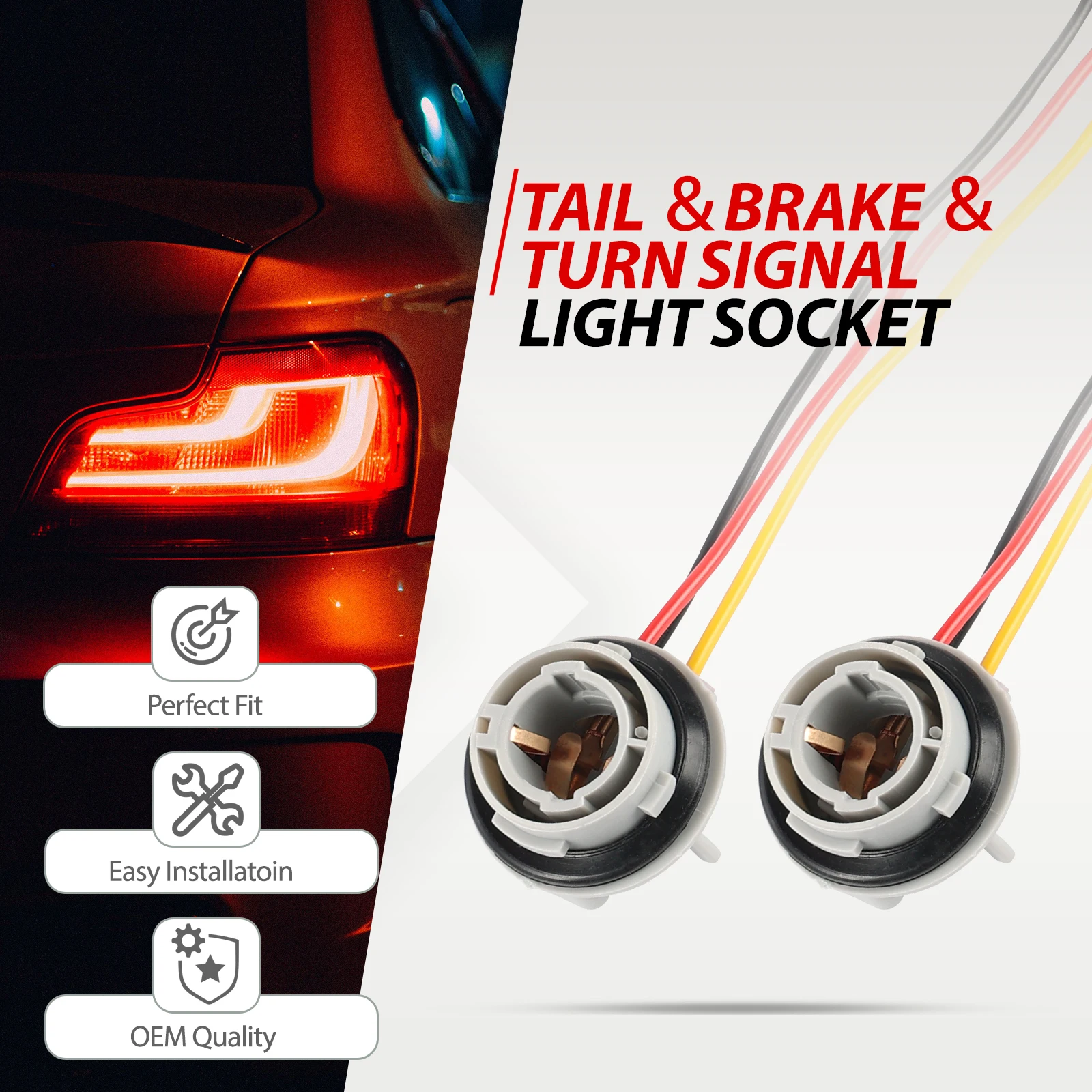 2pcs 1157 BAY15D P21/5W Rear Plastic Bulb Holder Brake Light Turn Signal Tail Light Socket Replacement For Vehicle Durable view 3