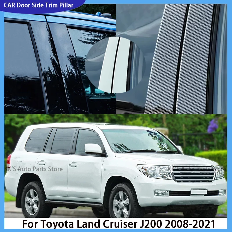 

For Toyota Land Cruiser J200 2008-2021 Gloss Black Door Window Pillar Post Column BC Trim Stickers Cover Accessories