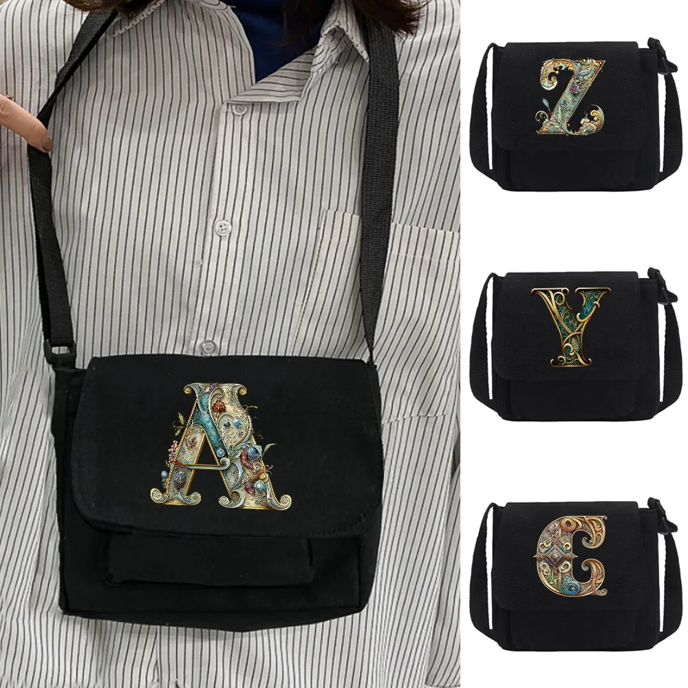 New Men/Women Youth Casual Edition Set Large Capacity Shoulder Bag Canvas Crossbody Bag Graphic Letter Printed Crossbody Bag