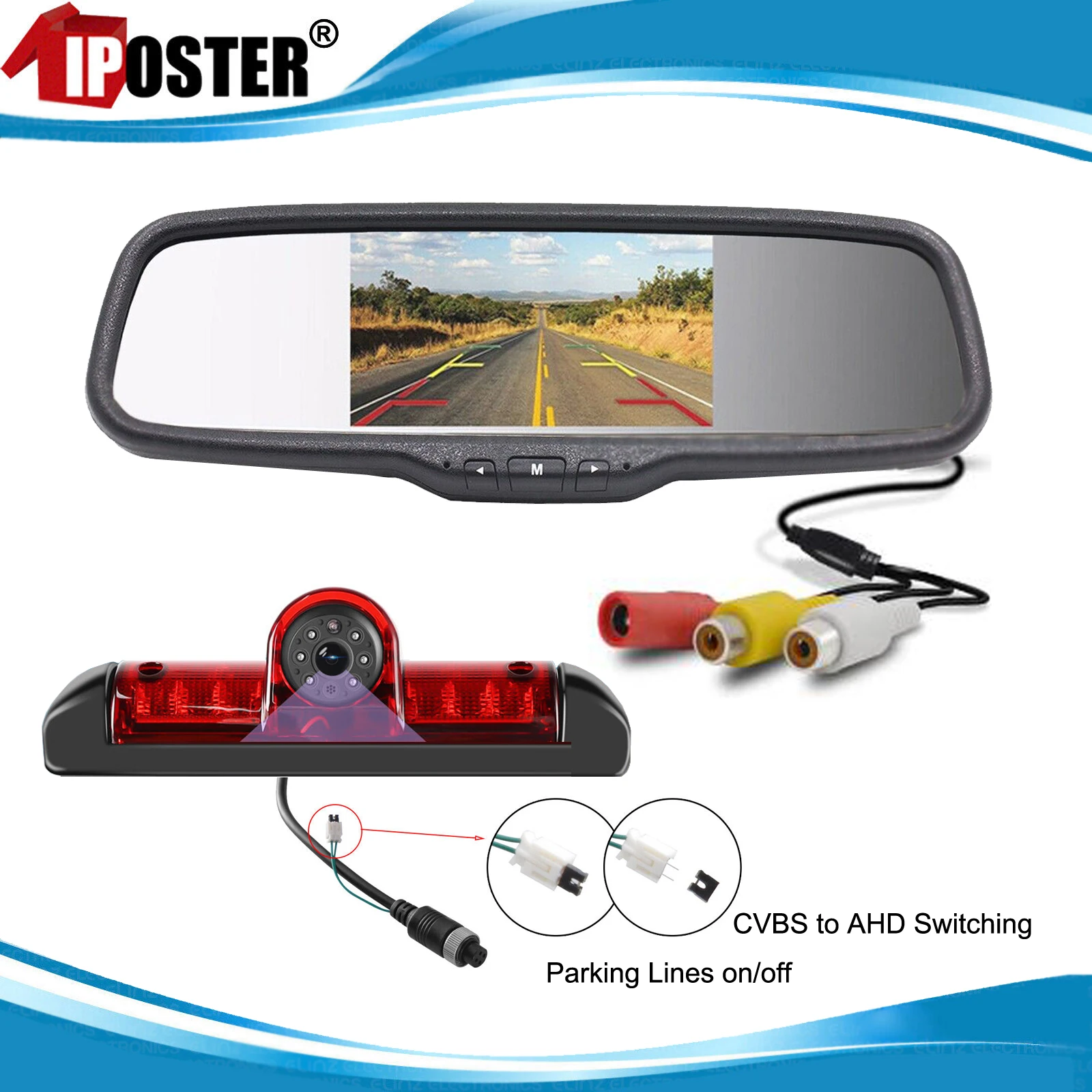 

iPoster 5 Inch Car Rear View Mirror Monitor 1080P Brake Light IR Reversing Camera For Fiat Ducato Peugeot Boxer Citroen JUMPER