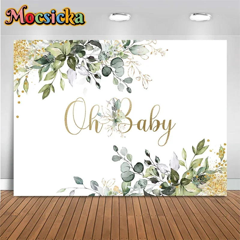 

Mocsicka Oh Baby Shower Birthday Party Decoration Photography Background Plants Green Leaves Props Backdrops Studio Photobooth