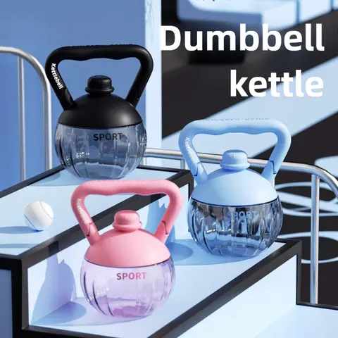 Bottiglia d'acqua con manubri Materiale plastico di grande capacità Cannuccia portatile Allenamento fitness Allenamento in palestra all'aperto Idratazione quotidiana