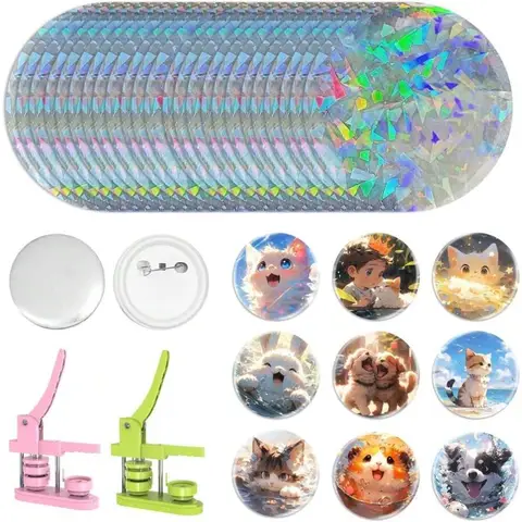 200 Pcs Button Maker Film - 70mm 2.76in Colours For 2.25 Inch 58mm Button Maker Machine DIY Round Badge Button Making Parts Sha