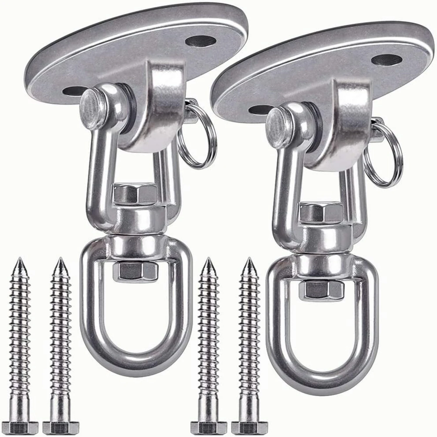 Premium High Quality Exceptional Set of 4 Durable Stainless Steel Ceiling Swing Hangers with Free Rotating Swivel Hooks - Superi