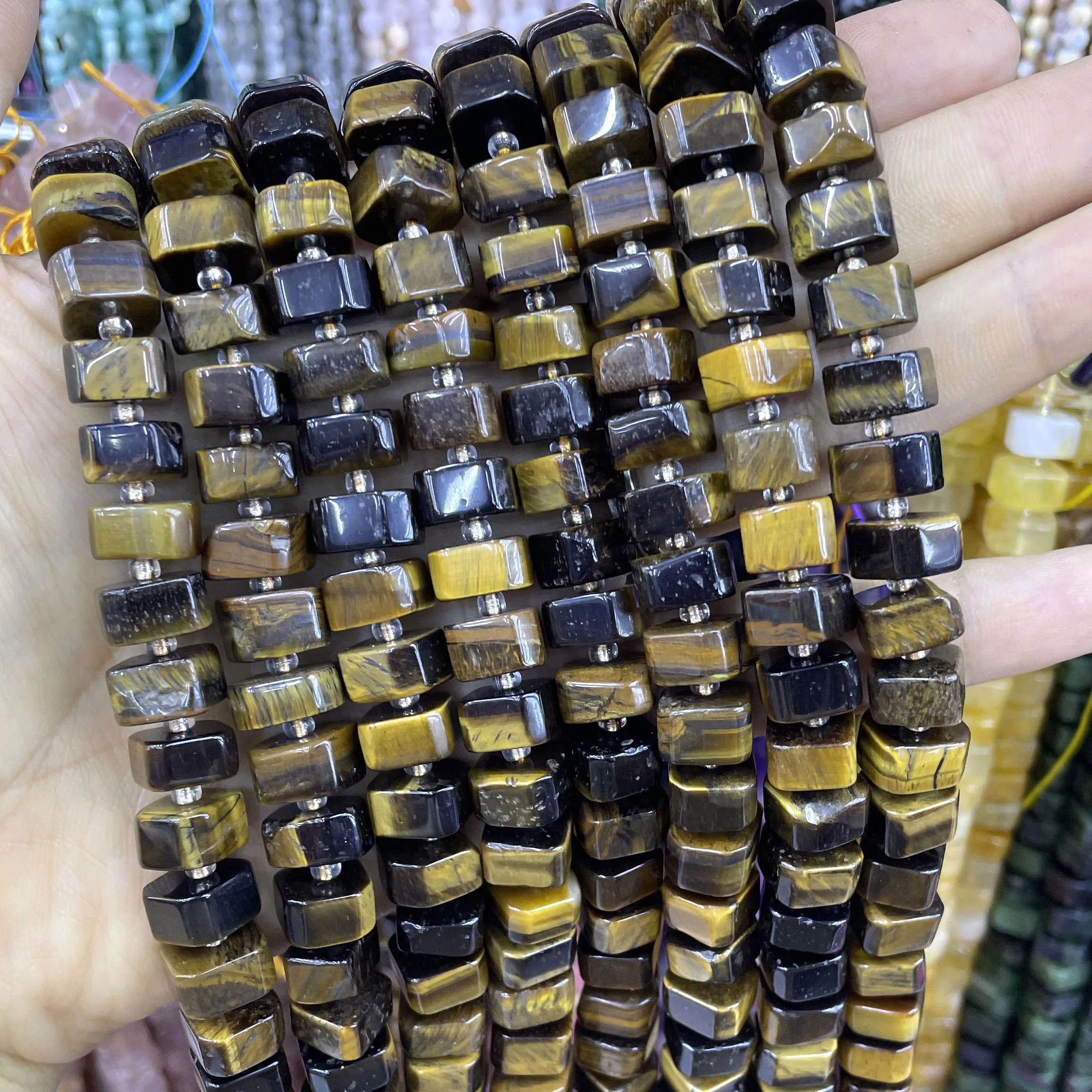 6X10MM Naturstein, unregelmäßige Erdbeerquarz-Perlen, lose Spacer-Perlen für Schmuckherstellung, Charme, DIY-Armbänder, Halskettenzubehör – Detail 10