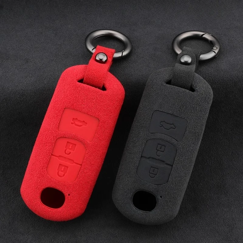 

Keyless Key Fob Shell Suede Car Key Case Protective Cover Keychain for Mazda CX5 CX4 Artez Mazda 3 Axela Interior Decoration