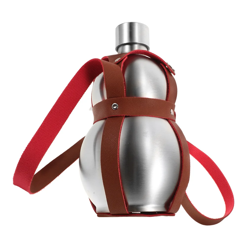 

Wu Lou Shaped Stainless Steel Water Bottle Flask Portable Wine Whiskey Carrier for Travel Picnic Hiking Durable Lightweight