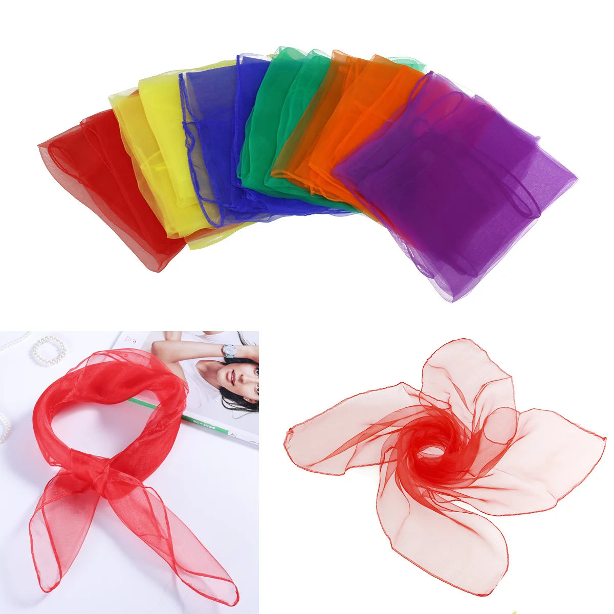 Air Dry Scarves Dance Group Rhythm Scarf Hemming Gift Square Silk Hemmed Vinegar Washing