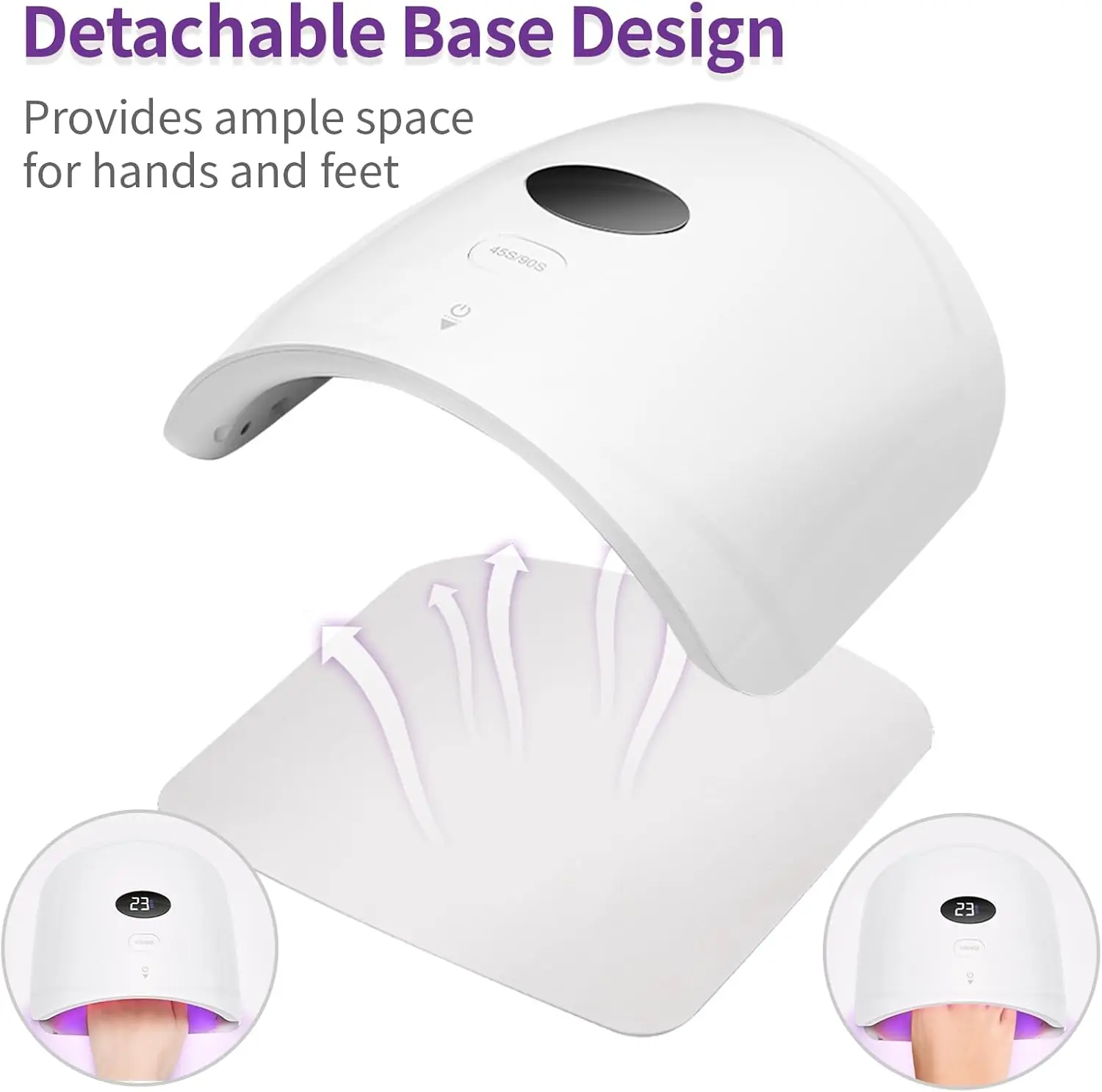 コードレスUV LEDネイルランプ 48W、24LED充電式ジェルネイルライト、スマートセンサー＆LCDディスプレイ付き