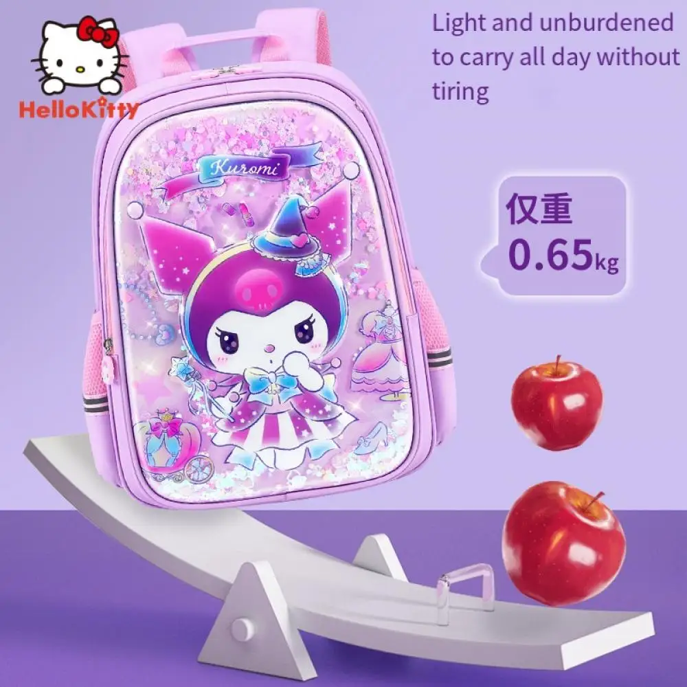 Anime Sanrio Schoolbag Primary School Girls Kuromi Children Burden Reduction Spine Protector Backpack Kawaii Schoolbackpack Gift