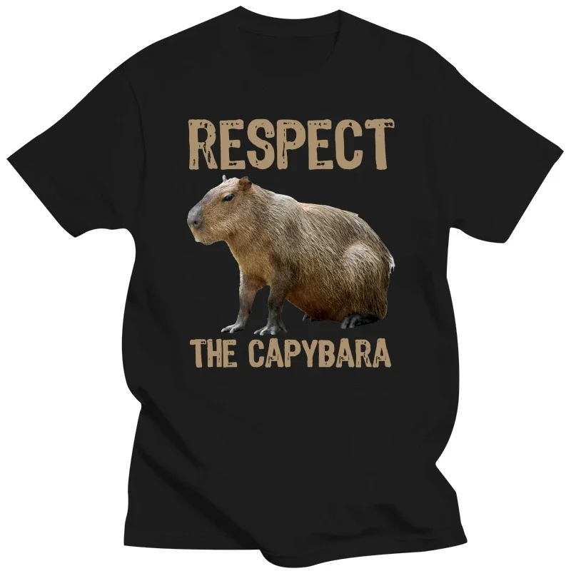 Respect The Capybaras Funny Capibara Photo Classic Cotton EU Size T Shirt Harajuku Streetwear Men Harajuku Funny Man Clothes