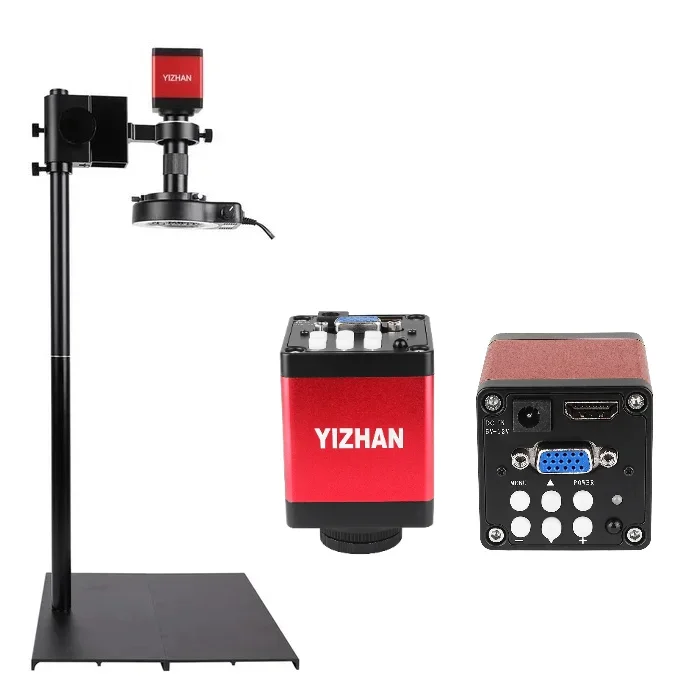 Monocular Microscope Red Ca me ra 13MP 150X Lens Middle Mount Repair Kit VGA HD-MI Working Distance 100cm