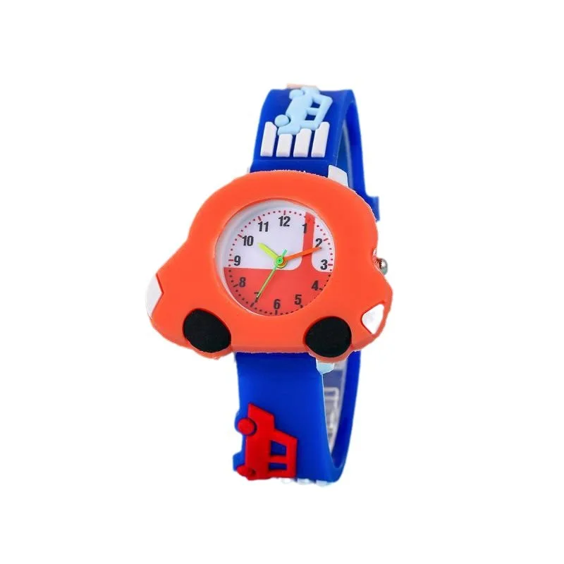 Reloj de cuarzo de aprendizaje para niños pequeños, dibujos animados, Anime, coche de silicona