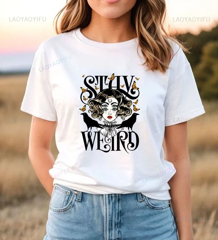 

"STAY WEIRD" - An Abstract and Exquisite Women's Patterned Print T-shirt, A Fashionable and Casual Cotton Women's T-shirt