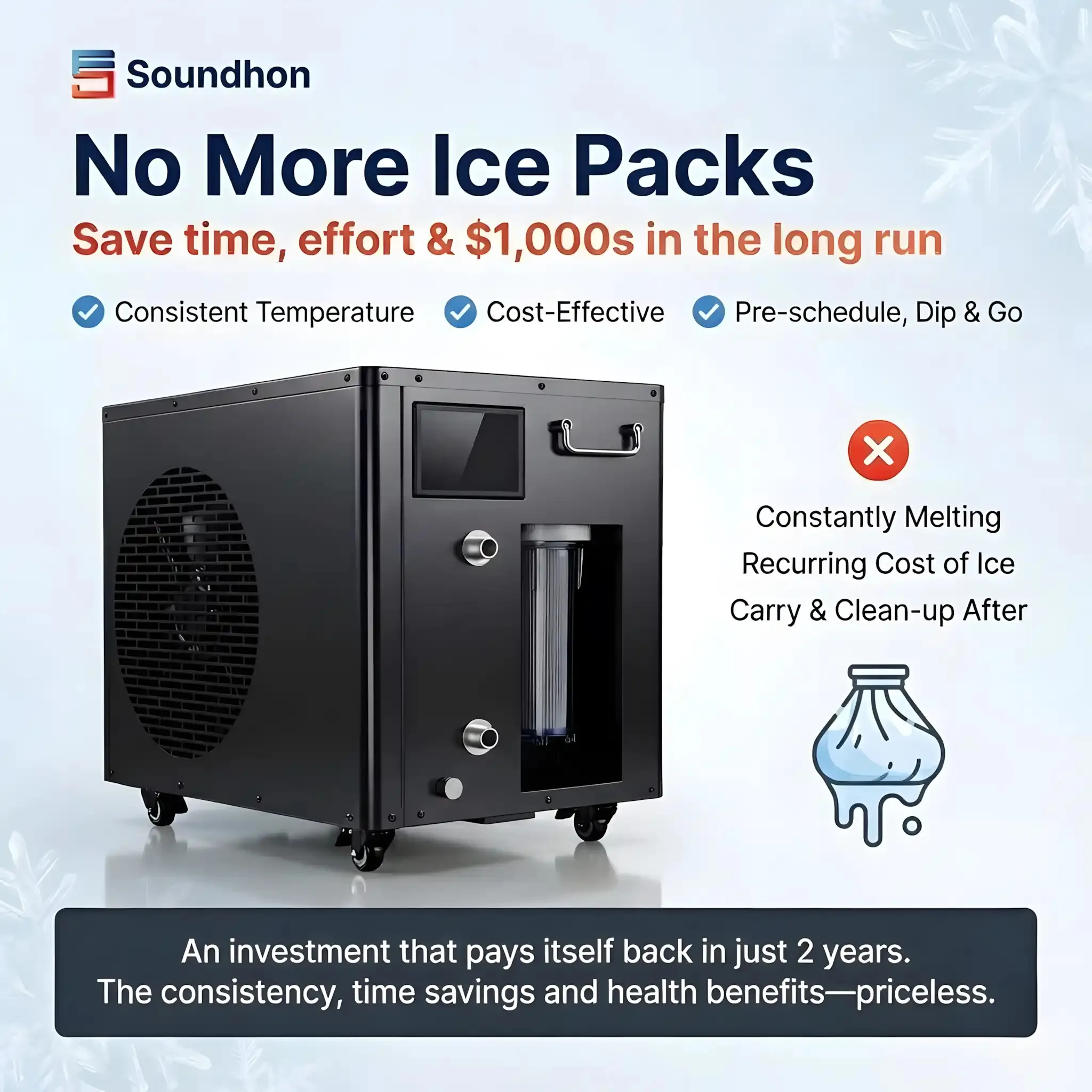

Powerful Wifi Ice Bath Chiller Machine with Integrated Water Pump & Recovery Cold Plunge Chiller