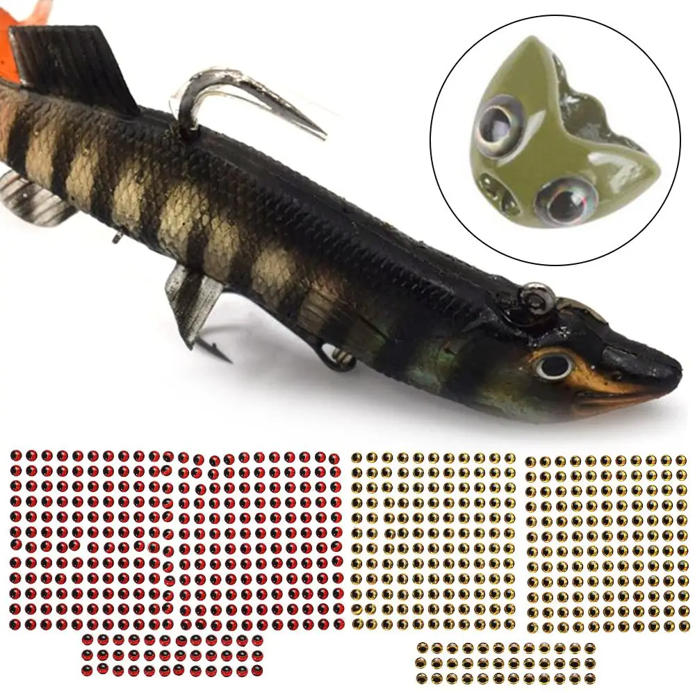 300pcs/set Durable Eyebrow Simulation Eyeball Down Fishing Fish Lure Eyes Fishing Bait 3D Holographic