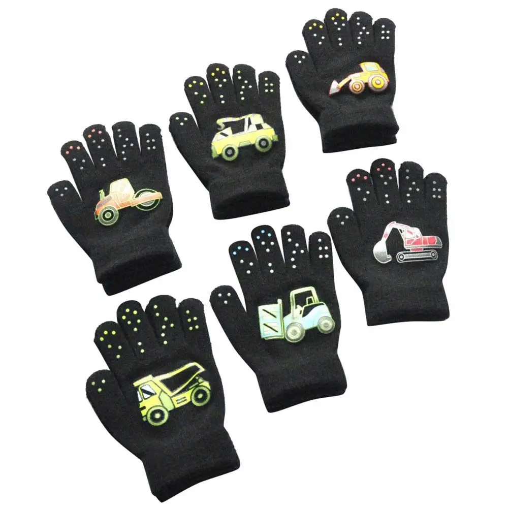 Outdoor Sports Engineering Car Pattern Infant Boys Thickened Full Finger Gloves Children Mittens Kids Gloves Cycling Mittens