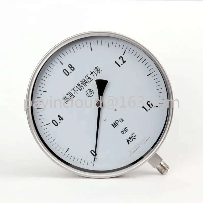 Y250bf Sst Pressure Gauge 0-1.6mpa Hydraulic Pressure Hydraulic Barometer Suction Gauge Boiler Pressure Gauge