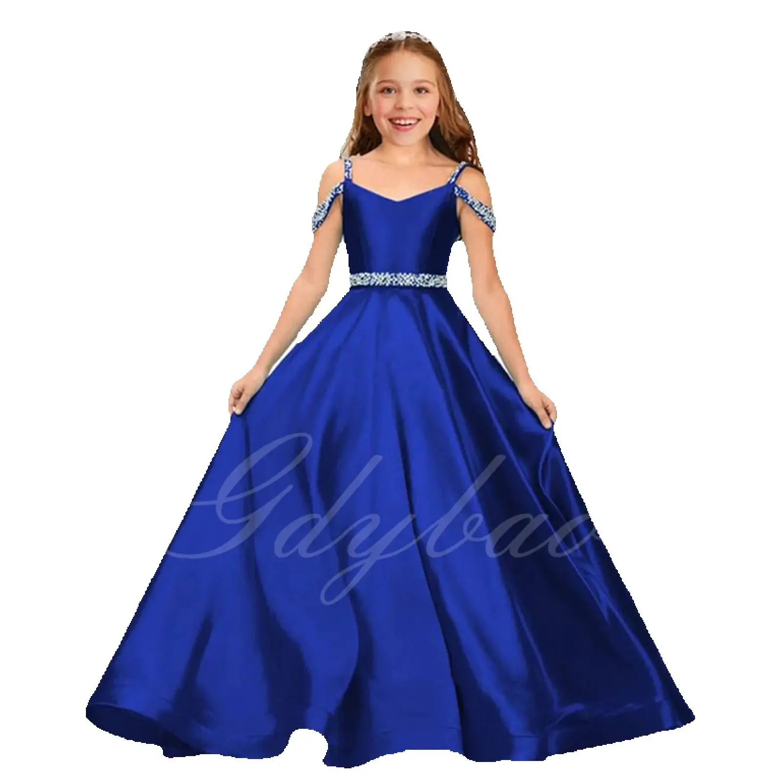 beauty pageant  Wedding Party Dresses Long Beaded Off Shoulder Birthday Flower Girl Dress Formal Evening Gowns For Girls