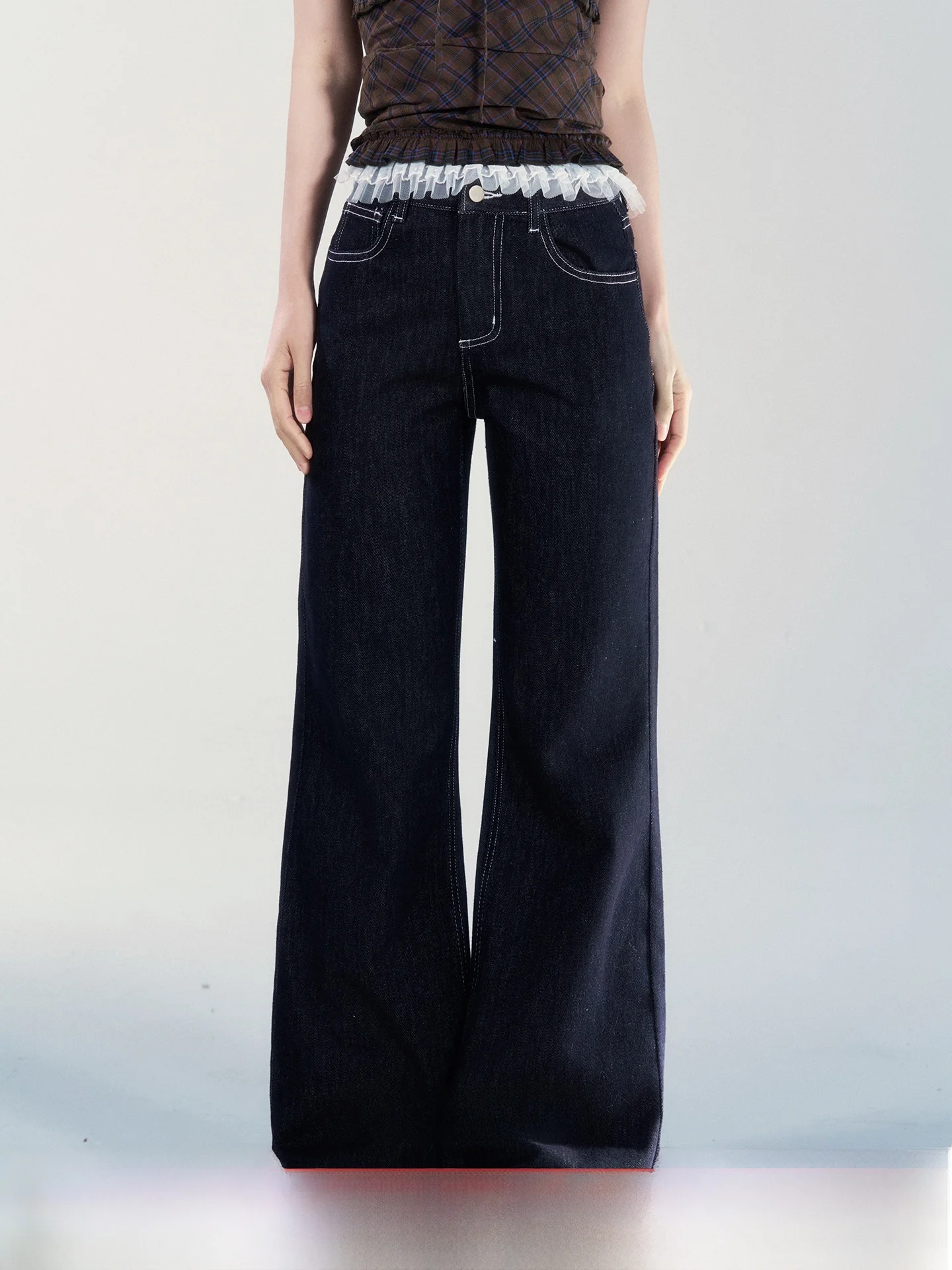 

Джинсы женские с высокой талией, прямые, светло-голубые, весенние, новые, слегка расклешенные, длинные брюки, универсальные, повседневные, прямого кроя