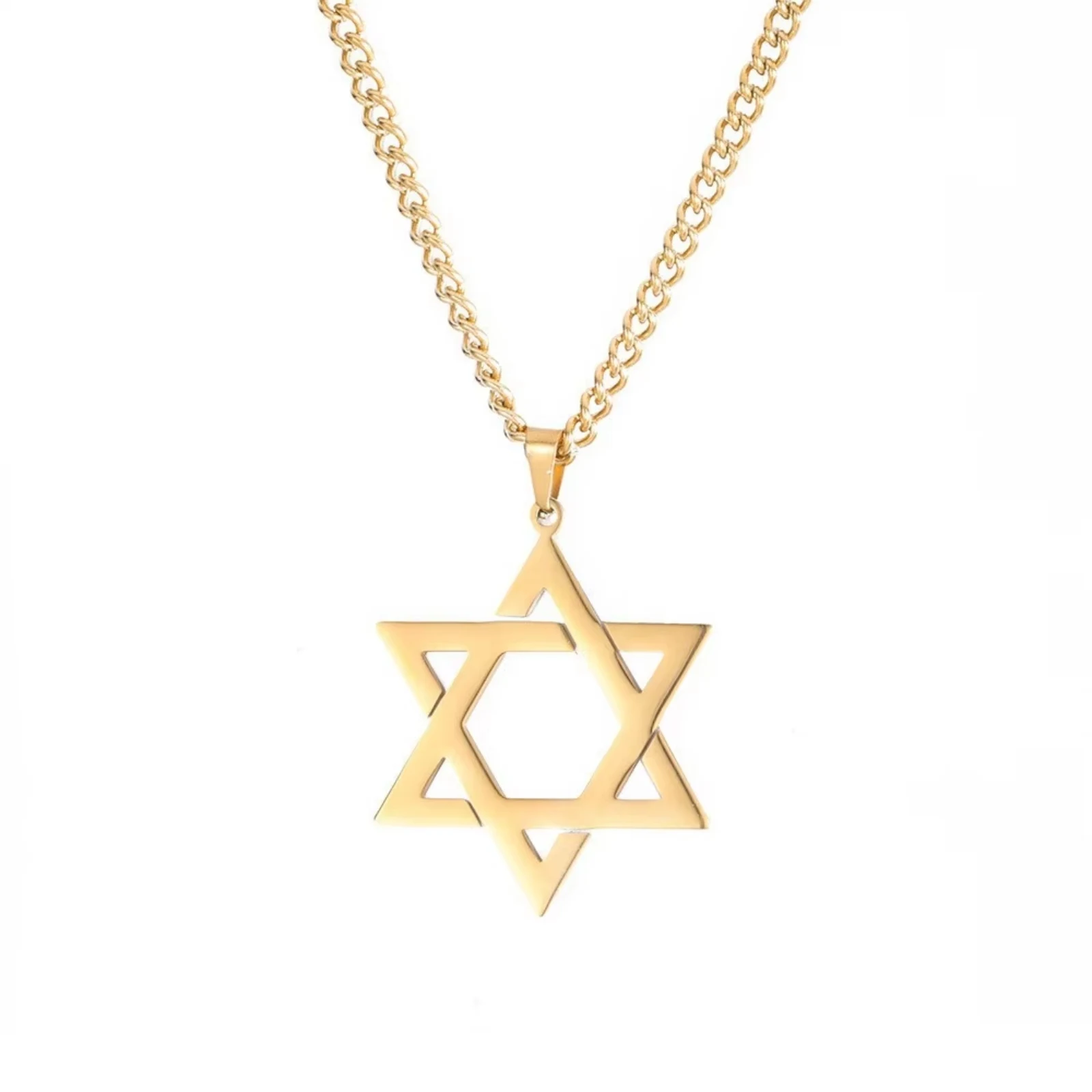 Davidstern-Halskette aus Edelstahl, Hexagramm-Anhänger, jüdisches Symbol, Souvenir-Schmuck, Geschenk für Männer und Frauen – Detail 2