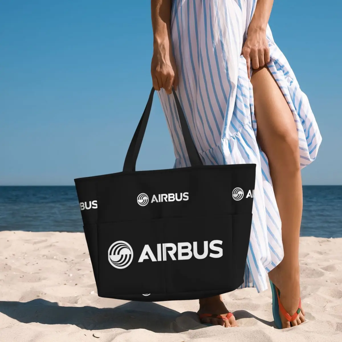

Airbus Logo White Beach Tote Bag Sport Gym Yoga Duffle Large Tote Bag Women Travel Bag Fitness bag