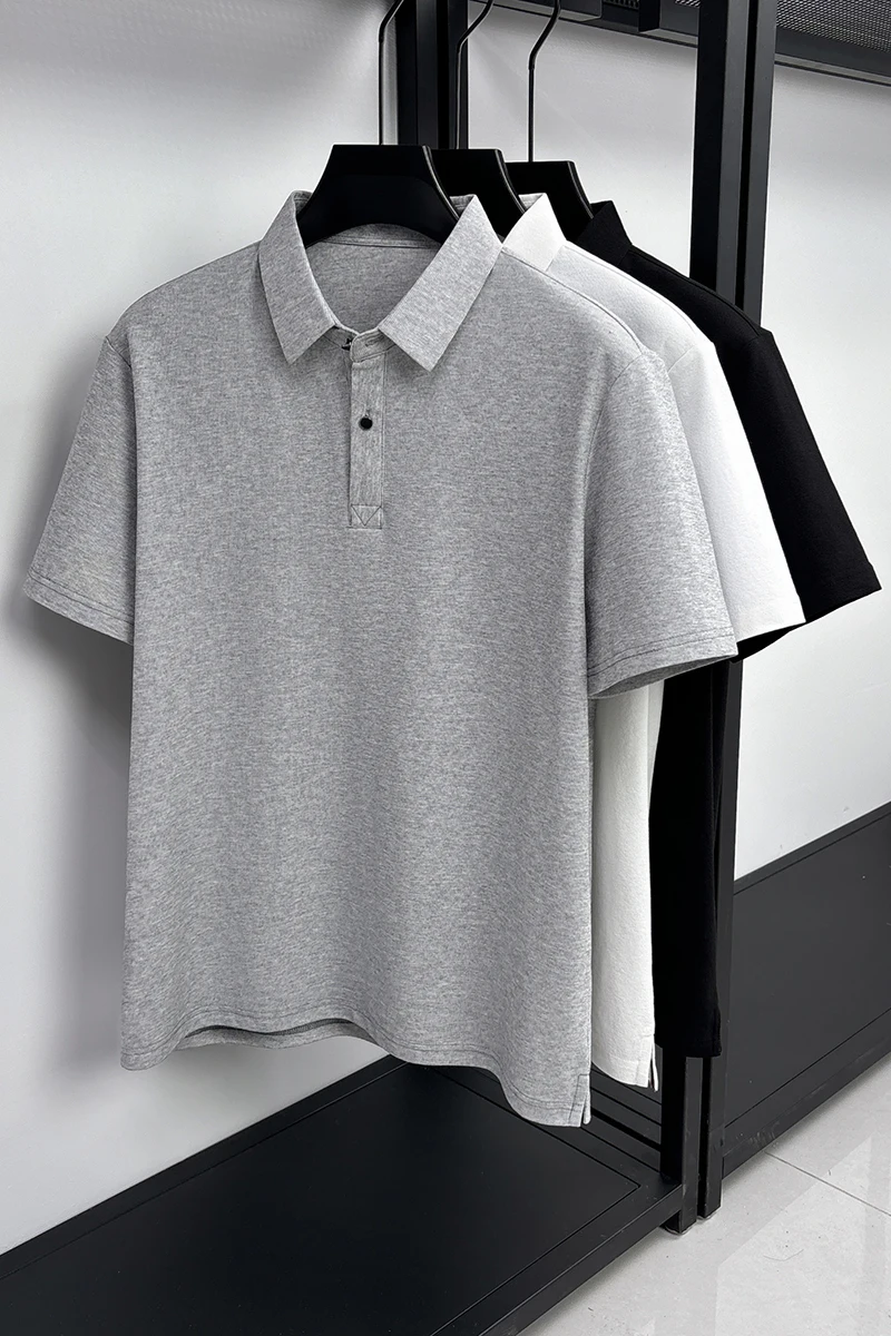 2026 Summer New Style Men's Fashion Skirted Frayed Collar T-Shirt Short Sleeve Shirt