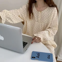 Polka Dot Sleepwear Women Pajama Sets Korean Long Sleeve Piiama Spring Sets for Women 2 Pieces Sleeping Home Suit Night Wears