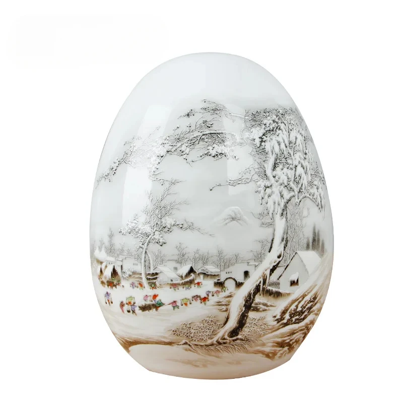 Jingdezhen Ceramic  Snow Vase Chinese Style Snow Lucky Egg Vase Wedding Gifts Home Handicraft Furnishing Articles