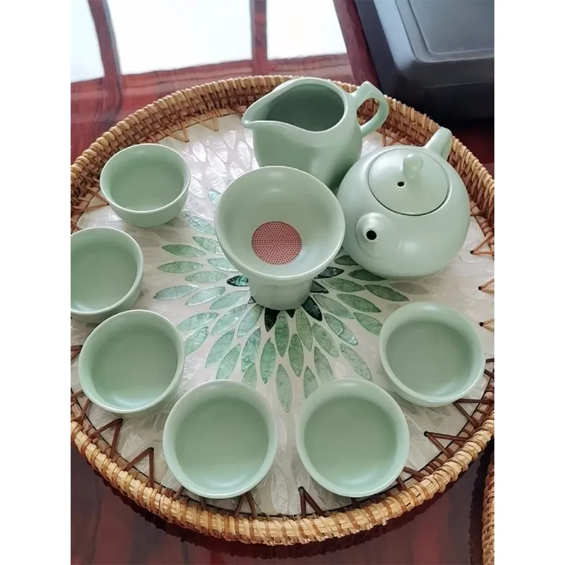 Bohemian Style Colorful Round Shell Storage Tea Tray Woven Large Medium Small Handmade Fruit Bowl Snack Serving Plate