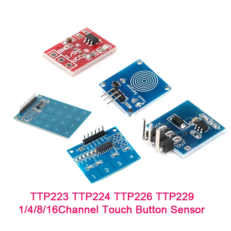TTP223 TTP224 TTP226 TTP229 1/4/8/16-kanałowe Moduły Dotykowe z Przyciskami Cyfrowymi Jog, Przełączniki Pojemnościowe, Akcesoria do Arduino