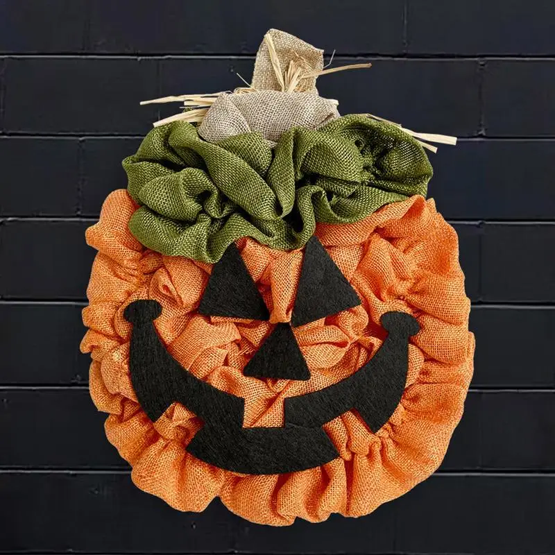 

Halloween Wreath Pumpkin Autumn Wreath Farmhouse Front Door Hanger Festival Decor Halloween Round Wreaths Handmade Door