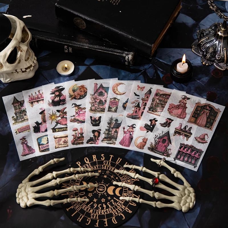 JIANQI 20 Sheets Gothic Dark Midnight Party Scrapbook Stickers Book Halloween Cute Bullet Journaling Decor Stationery Sticker view 3